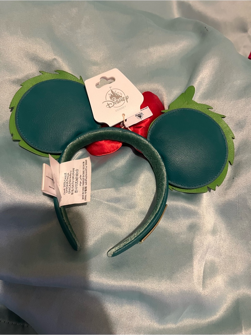 Disney Green Ear Headband with Red Satin Bow - Picture 2 of 2